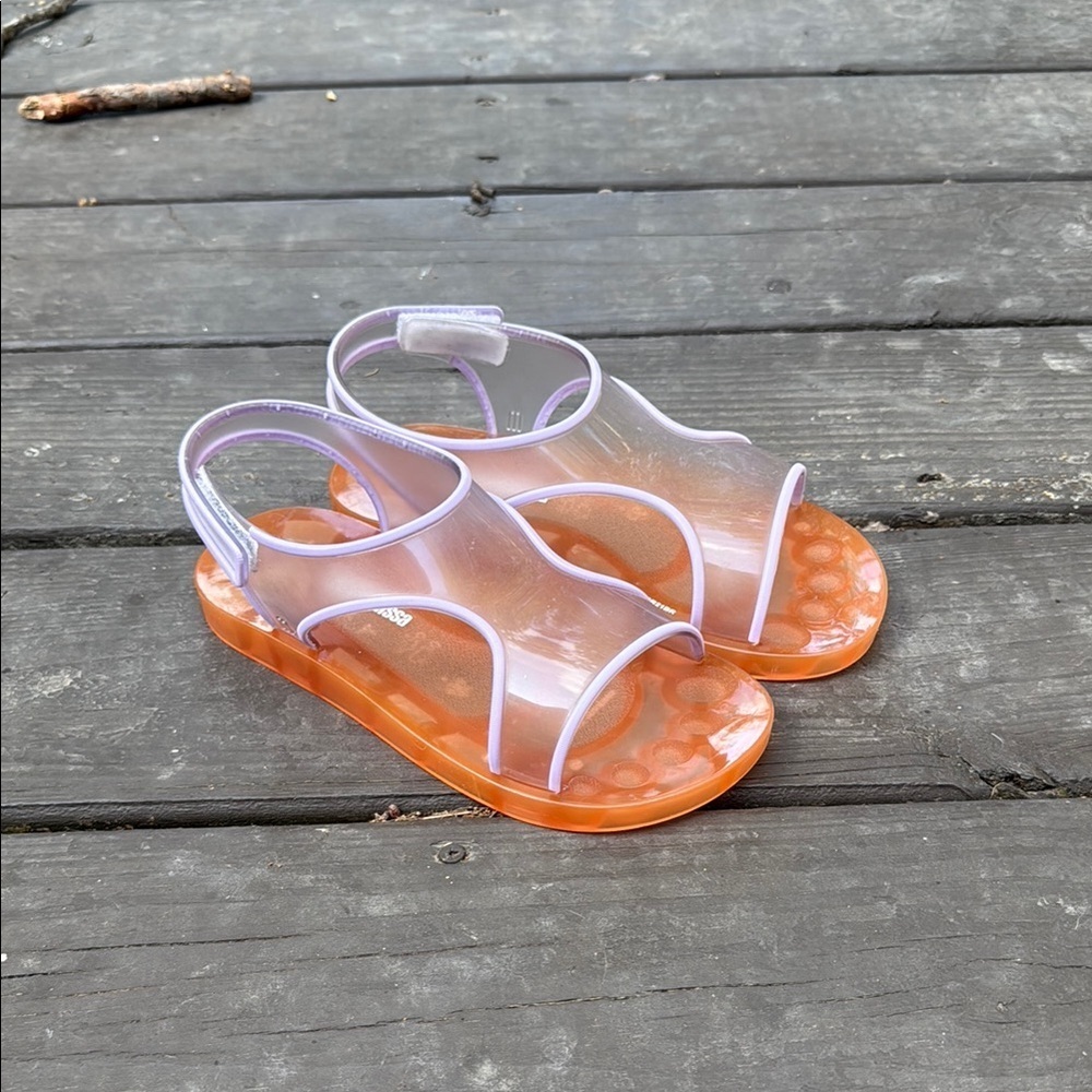 Mini Melissa Purple and Orange Jelly Girls Sandals size 3
